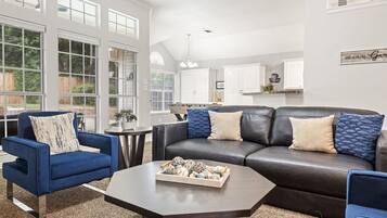 Smart TV, fireplace, foosball, stereo