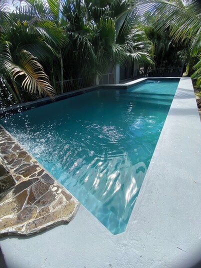 House and Guest house w/ saltwater pool.  private and gated. 5 bedroom 2.5 bath