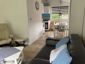 Una televisión, un reproductor de DVD, libros, una videoteca