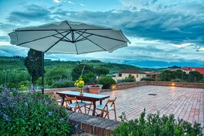 Outdoor dining - Apartment 'Holiday Home In Tuscany' with Mountain View, Private Terrace and Wi-Fi (Castelfiorentino)