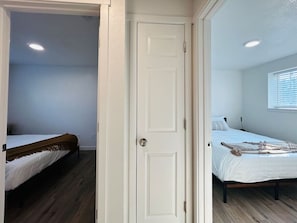 2 bedrooms, desk, iron/ironing board, travel cot