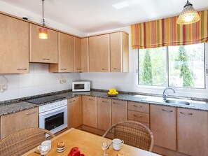 Fridge, microwave, oven, toaster