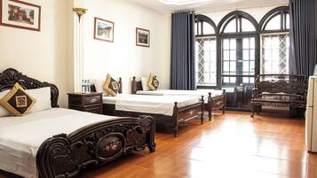 Family Quadruple Room, Balcony, City View | Hypo-allergenic bedding, minibar, desk, laptop workspace