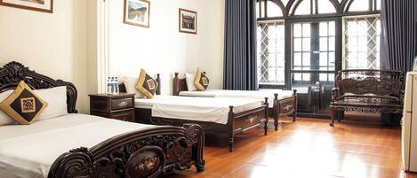 Family Quadruple Room, Balcony, City View | Hypo-allergenic bedding, minibar, desk, laptop workspace