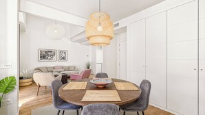 Superior-huoneisto, 2 makuuhuonetta, kaupunkinäköala | Oleskelualue