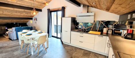 Fridge, microwave, dishwasher