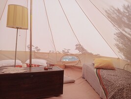 Family Tent, Park View | 1 bedroom, travel crib, rollaway beds, bed sheets