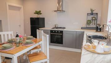 Fridge, oven, dishwasher, highchair