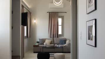 Maisonette with Sea view & hot tub | Living area | 48-inch LED TV with satellite channels