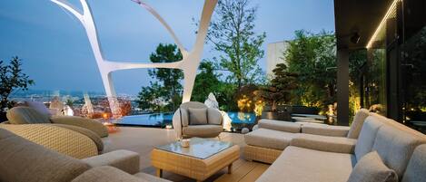 Piscine extérieure, piscine chauffée