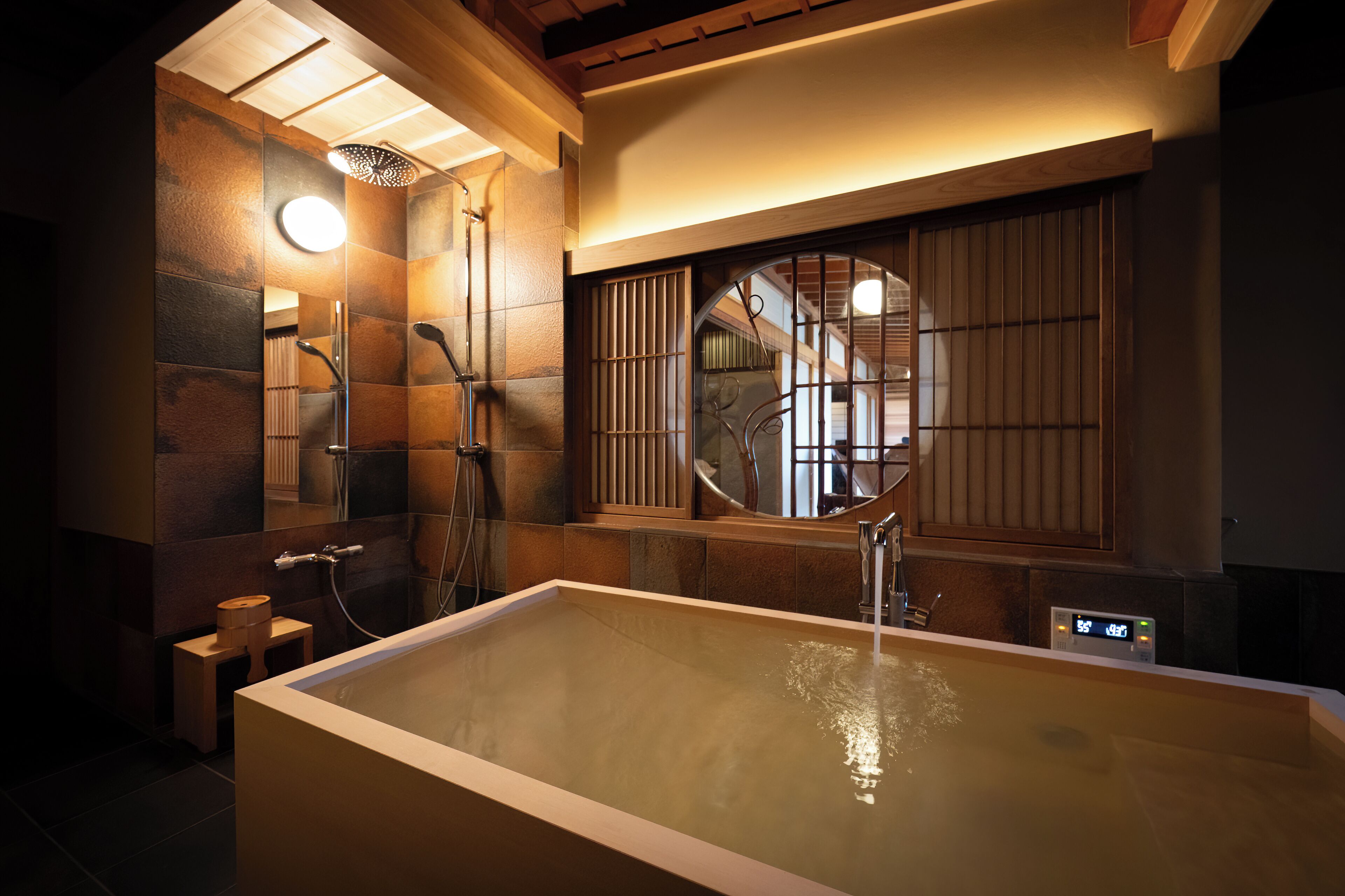 Suite, Non Smoking, Garden View (Seizan) | Bathroom | Separate tub and shower, hair dryer, slippers, towels