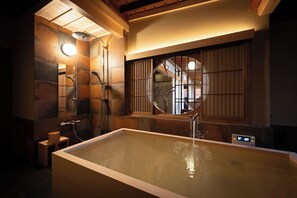 Suite, Non Smoking, Garden View (Seizan) | Bathroom | Separate tub and shower, hair dryer, slippers, towels