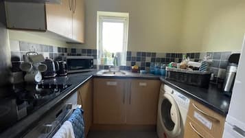 Fridge, microwave, oven, electric kettle