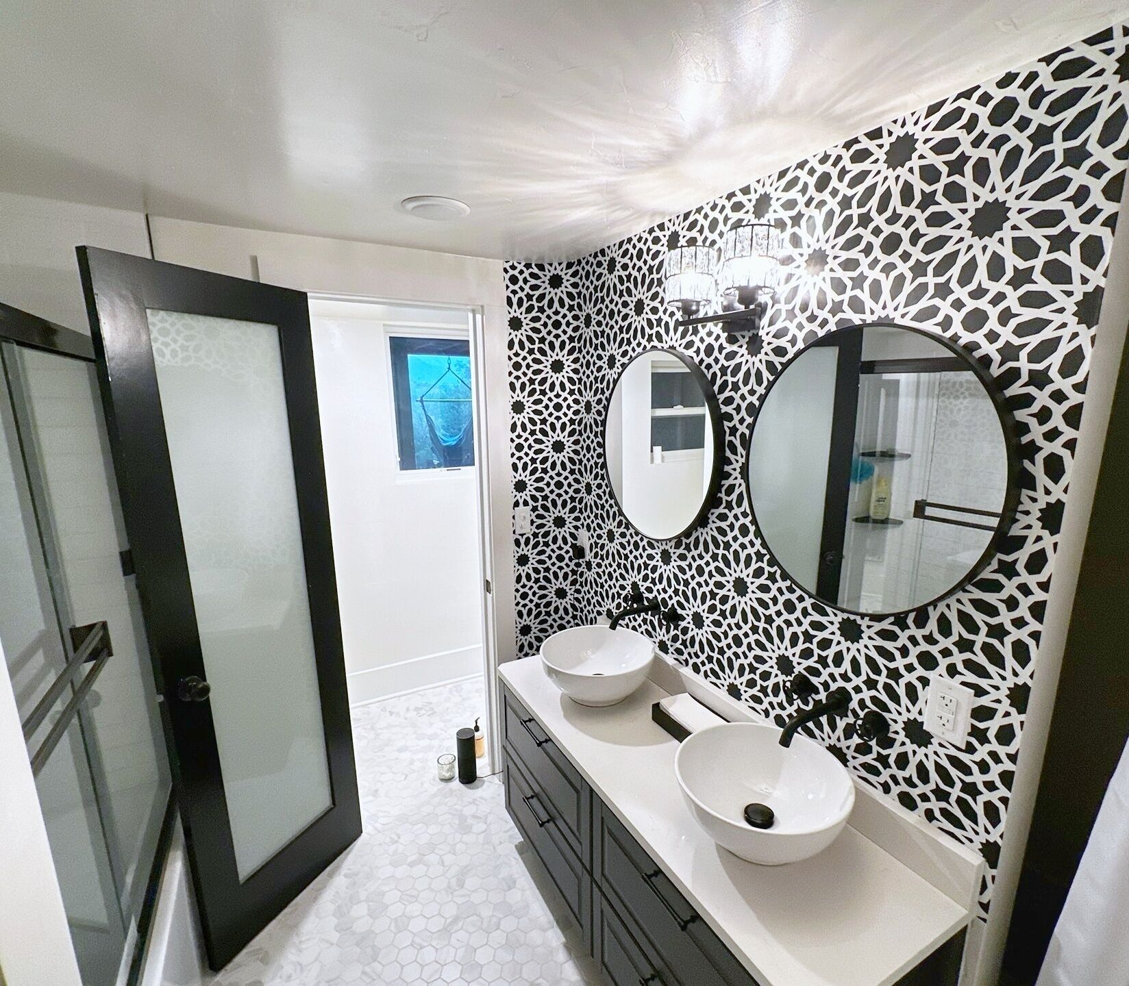 Hair dryer, bidet, towels, soap