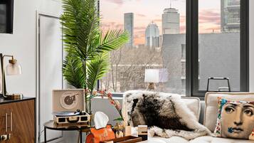 电视、壁炉、书、办公室