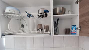 Fridge, oven, stovetop, electric kettle