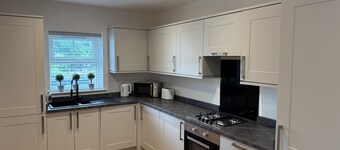 New built semi detached house on canal