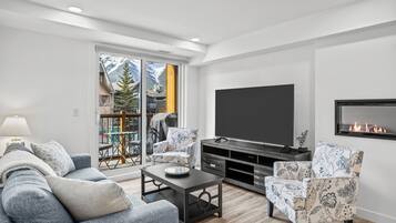 Smart TV, fireplace, stereo