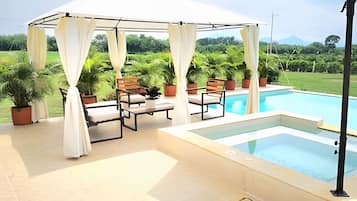 Family Chalet | Pool | Outdoor pool, sun loungers