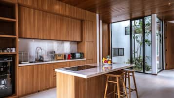 Villa, 3 Bedrooms, Pool View | Private kitchen | Fridge, microwave, stovetop, electric kettle