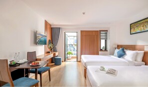 Blackout drapes, soundproofing, free WiFi, bed sheets