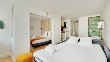 1 slaapkamer, een strijkplank/strijkijzer, gratis wifi, beddengoed