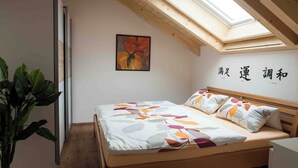 1 室のベッドルーム、旅行用ベビーベッド、WiFi (無料)、ベッドシーツ