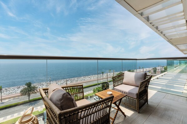 Classic Apartment, Balcony, Sea View | Balcony - Waves - Premium Seaside Retreat With Private Beach (Dubai)