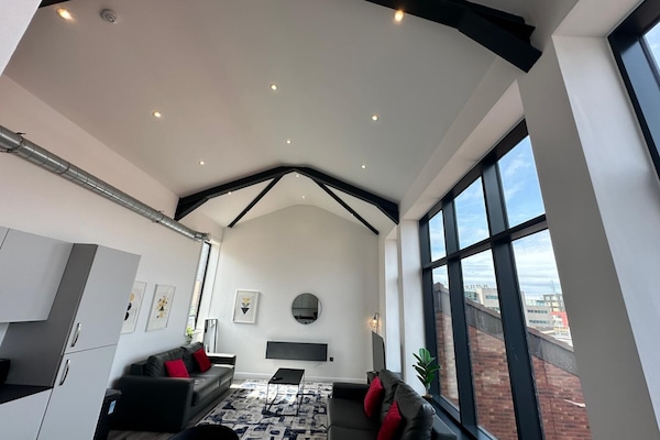 Deluxe Penthouse | Living area | 50-inch TV with cable channels