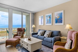 Condo, 1 Queen Bed with Sofa bed (Waters Edge #213- Sea Dreams) | Living area | TV - Waters Edge #213- Sea Dreams (Fort Walton Beach)