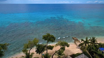 On the beach, white sand