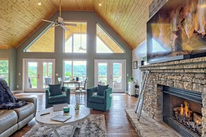 Smart TV, fireplace, video games, DVD player