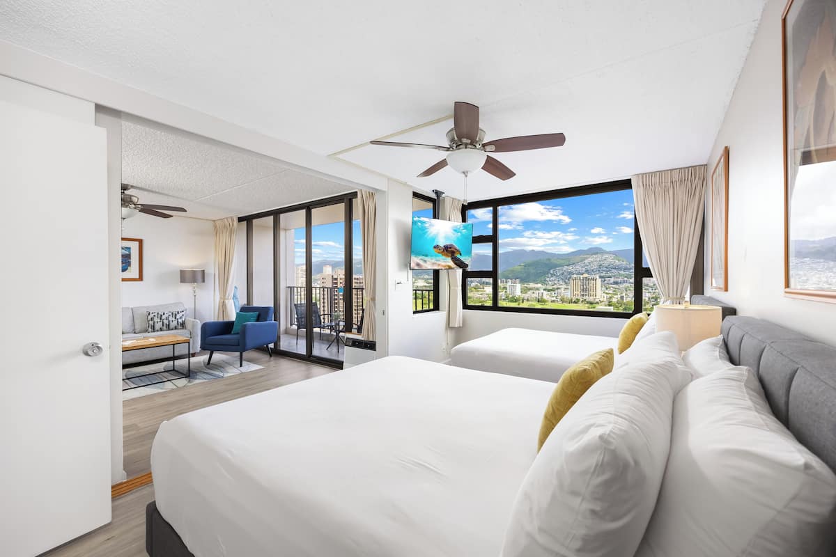 อพาร์ทเมนท์สำหรับครอบครัว, 1 ห้องนอน, เครื่องปรับอากาศ, วิวภูเขา (0053) | 1 ห้องนอน, เครื่องนอนระดับพรีเมียม, เตารีด/โต๊ะรีดผ้า, Wi-Fi ฟรี