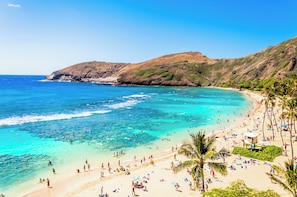 Beach nearby, white sand, sun loungers, beach umbrellas - Mountain View Condo with King or Queen Bed and Parking (Honolulu)