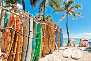 On the beach, white sand