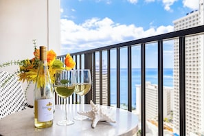 Condo, 1 Bedroom, Ocean View (0105) | Terrace/patio - High Floor Ocean View Condo (King Bed and Parking) (Honolulu)