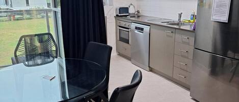 Fridge, microwave, oven, dishwasher