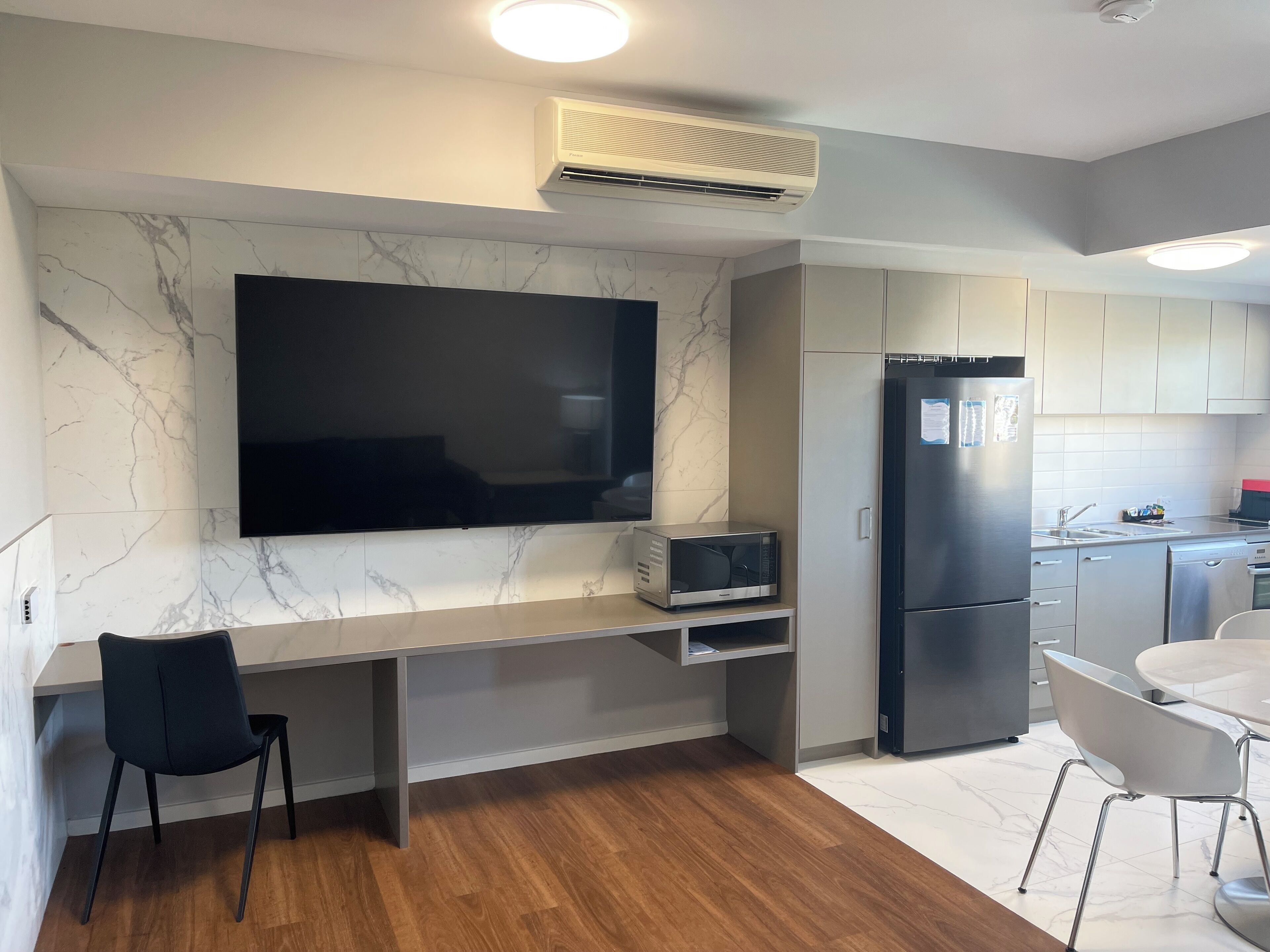 Fridge, microwave, oven, dishwasher