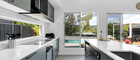 Fridge, microwave, oven, dishwasher