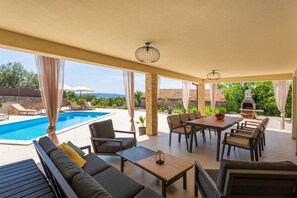 Outdoor dining - Villa Loni with Pool & Seaview (Bajčići (Krk))