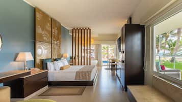 Premium bedding, down comforters, free minibar, in-room safe