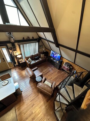 TV connectée, cheminée, lecteur de DVD, vidéothèque