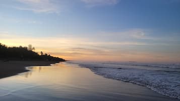 Plage, chaises longues, serviettes de plage