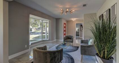 Modern home with pool, games, sauna, massage chair and huge lot!