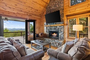 TV, caminetto, studio