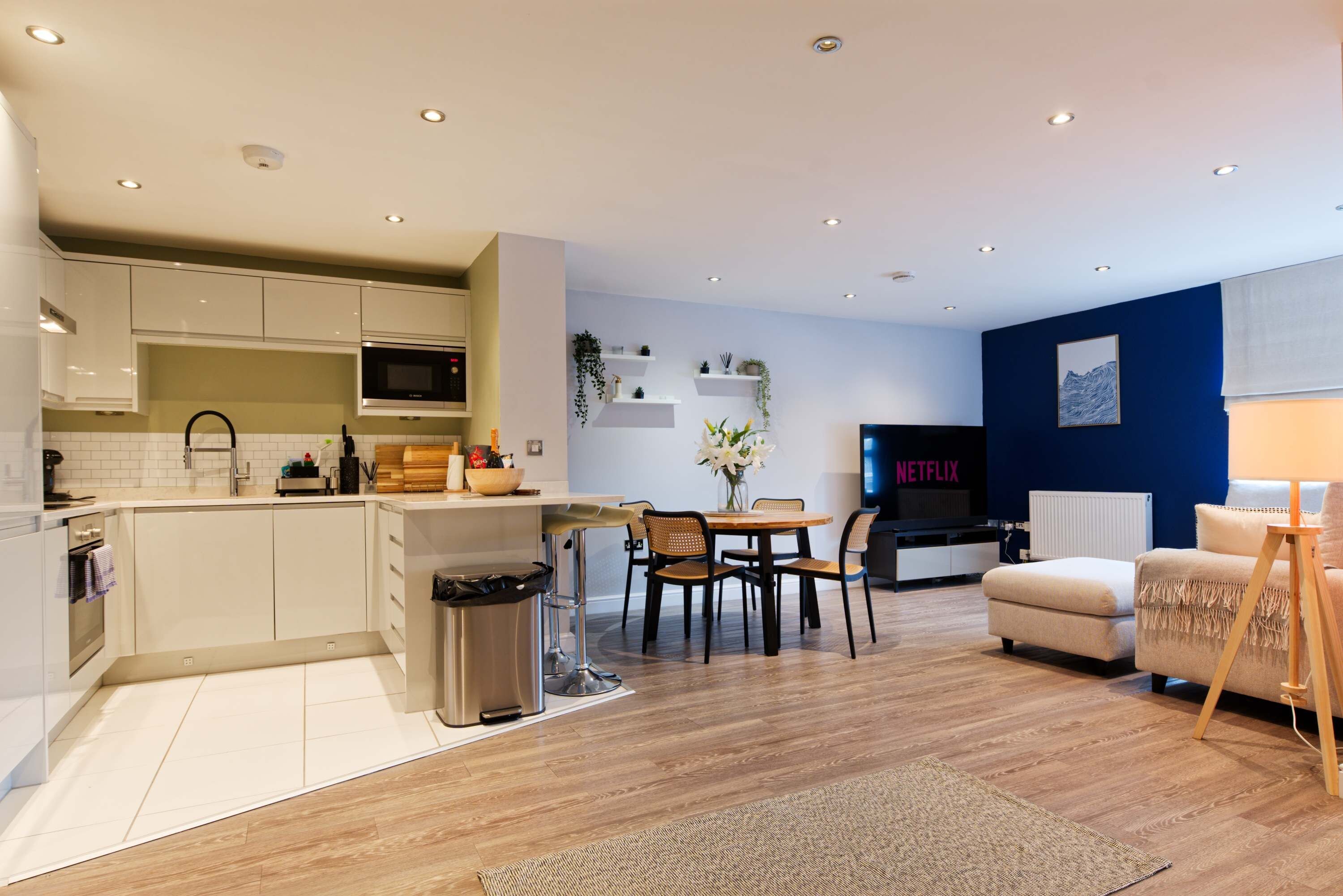 The Open Plan Living Space: we hope you enjoy your time in the open plan living space, whether it be cooking up a storm or ordering in a take-away