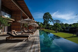 Outdoor pool, sun loungers