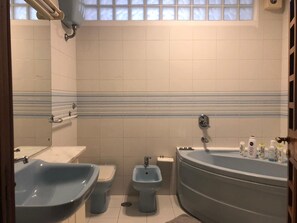 Dusche, Haartrockner, Bidet, Handtücher