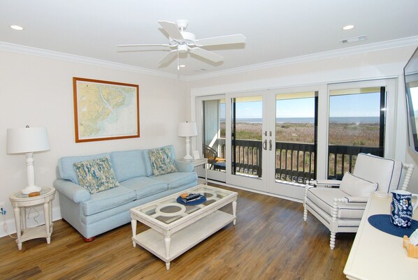 TV - 420 Capt. John Fripp Villa - Stunning Ocean Front Condo - Resort Access Always Included! Golf Cart Included! (Fripp Island)