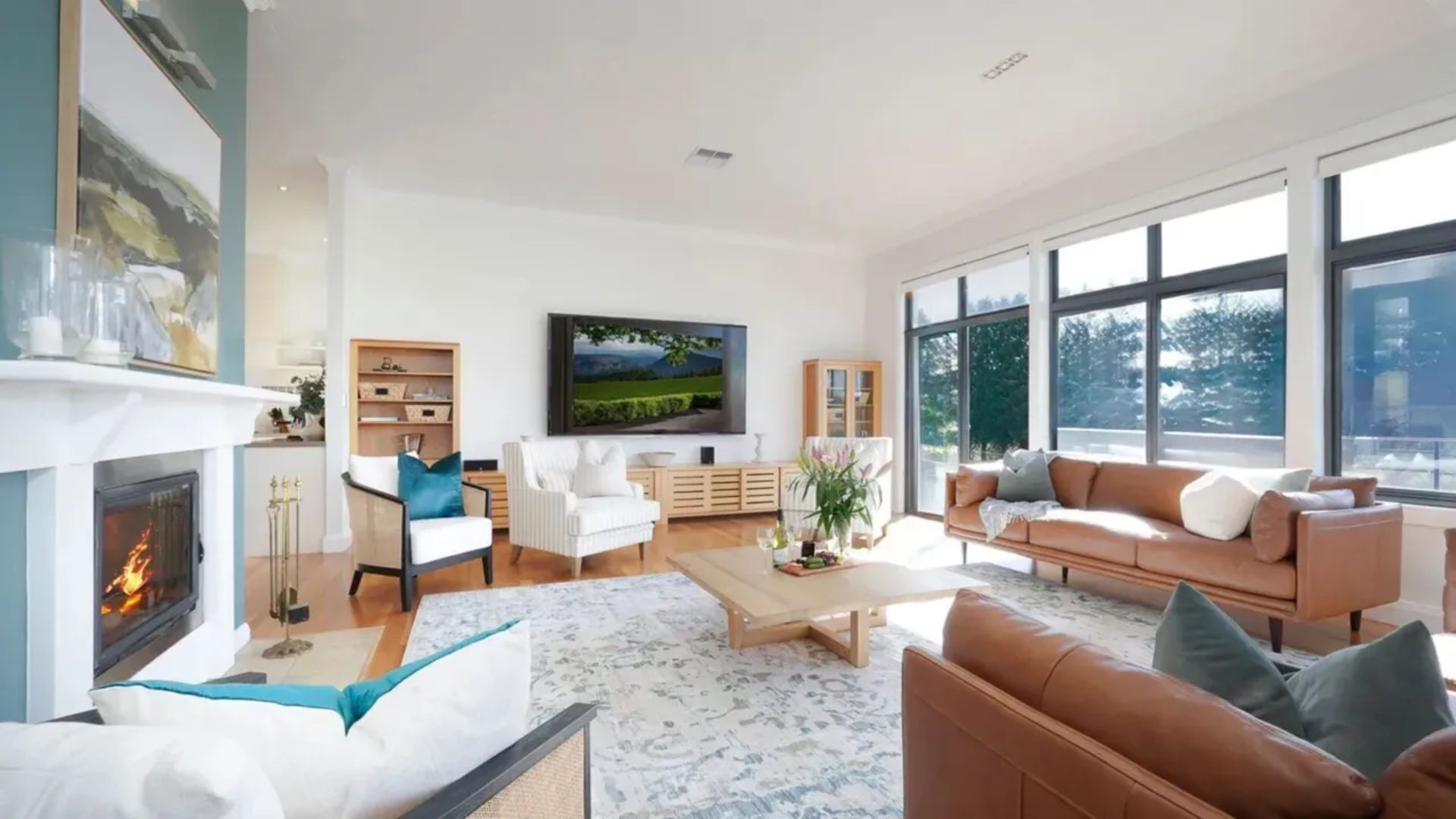 Smart TV, fireplace, ping pong, offices